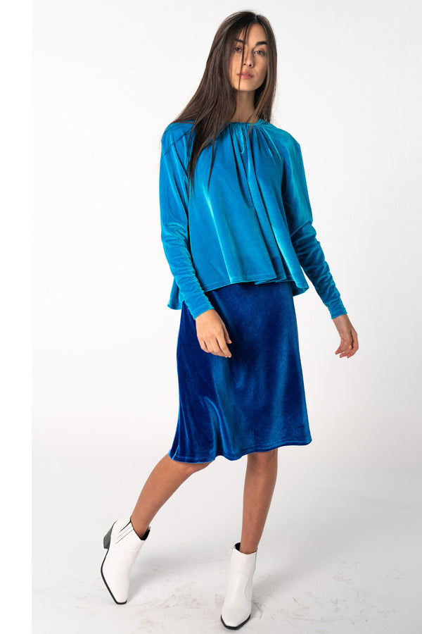 Velvet Grecian Top - Turquoise